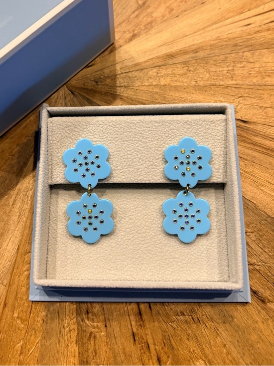 ASHA by ADM Jewelry - ASHA Flower Earrings in Turquoise and Dipped 14K Gold, EUC.